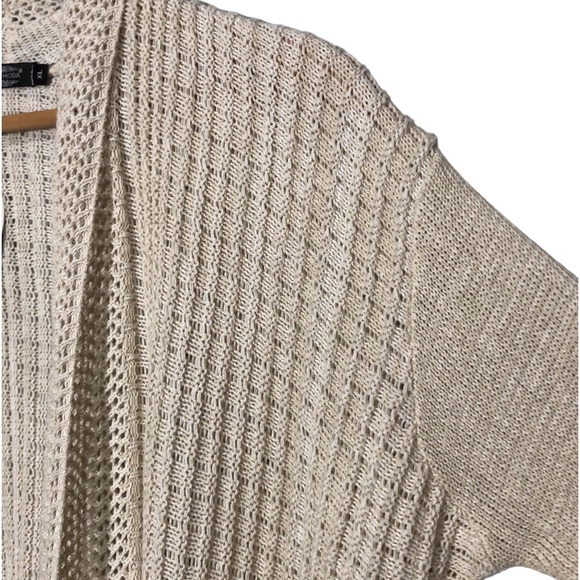 PURA MODA | Women’s Cream L/S Open Front Waterfall Knit Cardigan size XL {NEW} - Picture 4 of 13